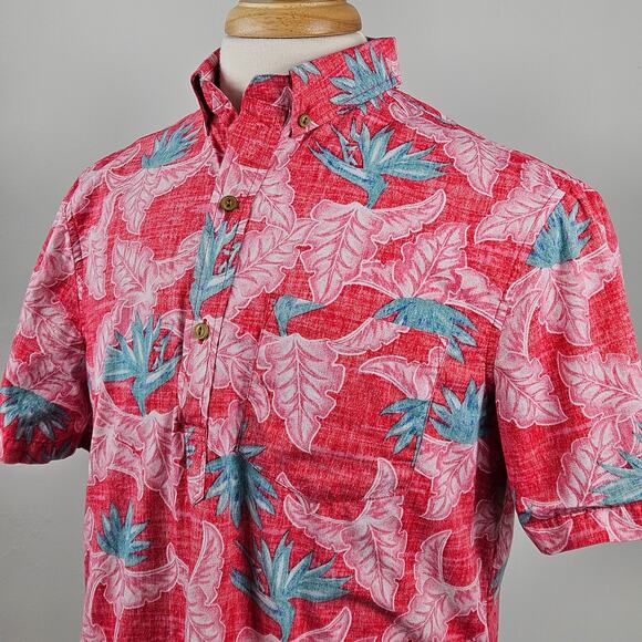 Chubbies Pullover Button-Up Hawaiian Print Red Popover Shirt | Men's Medium - Picture 12 of 16